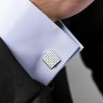 Sterling Silver Square Geometric Cufflinks for Men