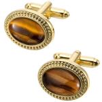 Oval Tigers Eye Gemstone Silver Cufflinks for Men