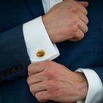 Oval Tigers Eye Gemstone Silver Cufflinks for Men