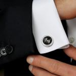 Personalized Engraved Silver Cufflinks with Black Onyx