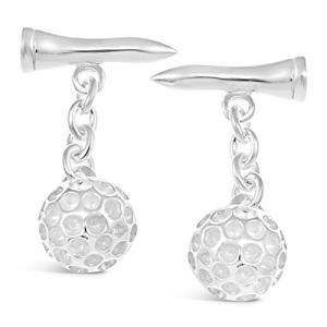 Golf Ball & Tee Sterling Silver Cufflinks