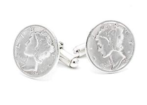 Mercury Dime Silver Cufflinks with Sterling Fittings