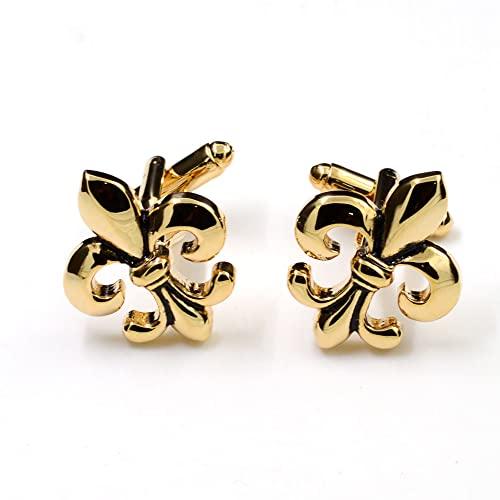 Antiqued Gold Fleur De Lis Cufflinks with Box