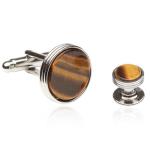 Tigers Eye Silver Cufflink Set with Gift Box