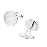 Jonwo Silver Round Mother of Pearl Cufflinks