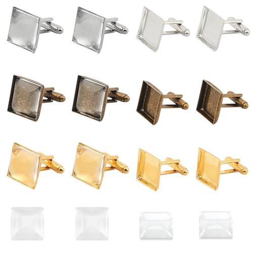 24 Pcs Brass Cufflink Blank Set with Cabochons