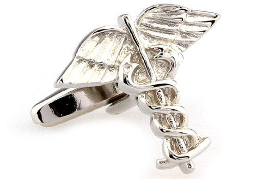 Caduceus MD Silver Cufflinks with Gift Box