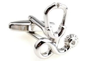 MRCUFF Doctor Stethoscope Silver Cufflinks Set