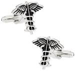 Silver Medical Caduceus Cufflinks with Box