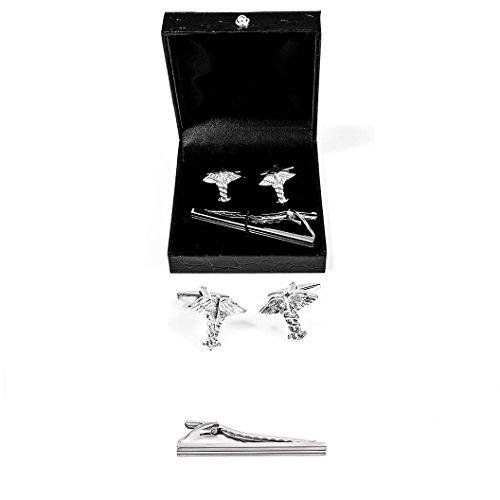 Doctor MD RN EMT Silver Cufflinks and Tie Bar
