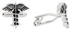 Silver Medical Caduceus Cufflinks with Box