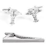 Doctor MD RN EMT Silver Cufflinks and Tie Bar