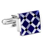 Unique Onyx Stripe Silver Cufflinks for Men