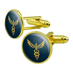 Caduceus Medical Symbol Silver Cufflink Set