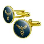 Caduceus Medical Symbol Silver Cufflink Set