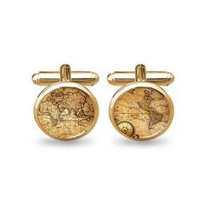 Personalized Silver World Map Cufflinks for Dad