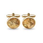 Personalized Silver World Map Cufflinks for Dad