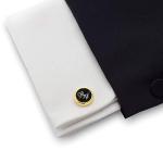 Personalized Engraved Silver Cufflinks with Black Onyx