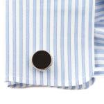 Onyx Silver Cufflinks and Studs Formal Set