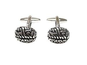 Silver Anatomical Brain Cufflinks by Kiola Designs