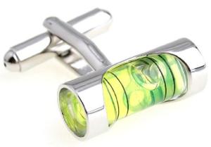 Green Liquid Construction Silver Cufflinks with Gift Box