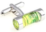 Green Liquid Construction Silver Cufflinks with Gift Box