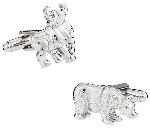 Bull & Bear Silver Cufflinks with Presentation Box