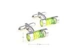 Green Liquid Construction Silver Cufflinks with Gift Box