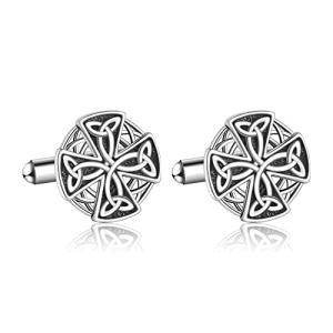 Sterling Silver Celtic Cross Cufflinks for Men