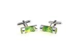 Green Liquid Construction Silver Cufflinks with Gift Box