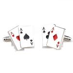 Silver Playing Cards Poker Cufflinks in Gift Box