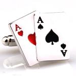 Silver Playing Cards Poker Cufflinks in Gift Box
