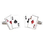Silver Playing Cards Poker Cufflinks in Gift Box