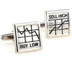 Silver Cufflinks for Wall Street Traders Gift Set