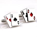 Silver Playing Cards Poker Cufflinks in Gift Box