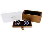 Rhodium Plated Blue Globe Earth Cufflinks