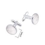 Jonwo Silver Round Mother of Pearl Cufflinks