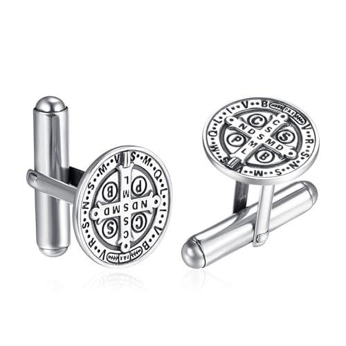 Saint Benedict Sterling Silver Cufflinks for Men