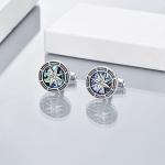Compass Silver Cufflinks with Abalone Inlay