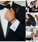 12 Pairs Classic Silver and Black Cufflinks for Men