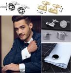 12 Pairs Classic Silver and Black Cufflinks for Men