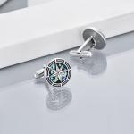 Compass Silver Cufflinks with Abalone Inlay