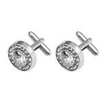 Silver Crystal Tuxedo Cufflinks Set for Men