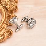 Silver Crystal Tuxedo Cufflinks Set for Men