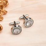Silver Crystal Tuxedo Cufflinks Set for Men