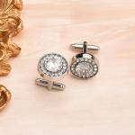 Silver Crystal Tuxedo Cufflinks Set for Men