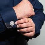 Silver Crystal Tuxedo Cufflinks Set for Men