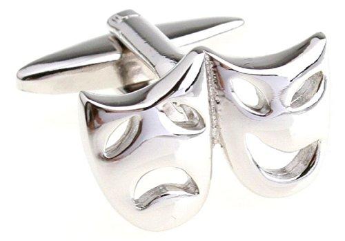 Silver Theater Mask Cufflinks in Gift Box