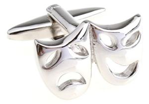 Silver Theater Mask Cufflinks in Gift Box