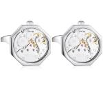 Silver Honey Bear Men's Cufflinks with Watch Movement